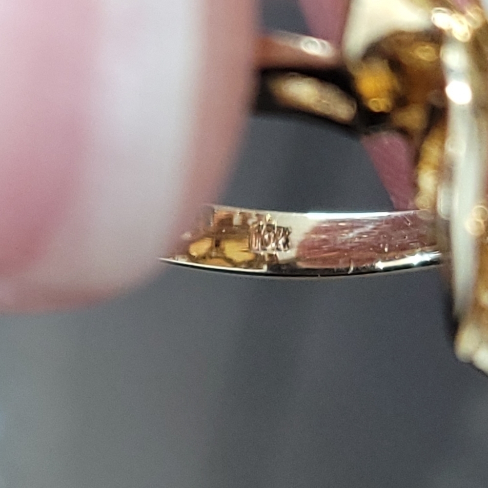AUSTRALIAN opal and emerald accent ring 10k yellow gold - Picture 8 of 15